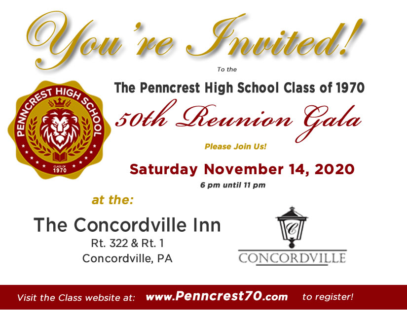 Class of 1970 Penncrest Class Reunion Invitation